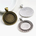 18mm Inner Size Antique Bronze and Silver Plated S Texture Style Cabochon Base Cameo Setting Charms Pendant Blank Bezel