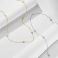 Fashion Jewelry 925 Sterling Silver Necklaces Natural Freshwater Pearl Round Diamond Zircon Gold Plated Necklaces for Women