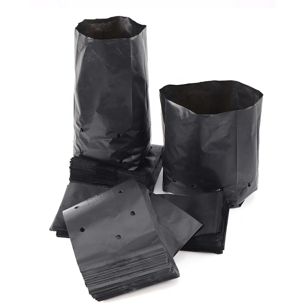 Black Plastic Breathable Grow Bags Plant Nursery Seedling Hole Bags for Flower Planting