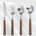 Luxury Walnut Handle Stainless Steel Cutlery Set Knife Fork Spoon Matte Silverware 304 Stainless Steel Cutlery Set