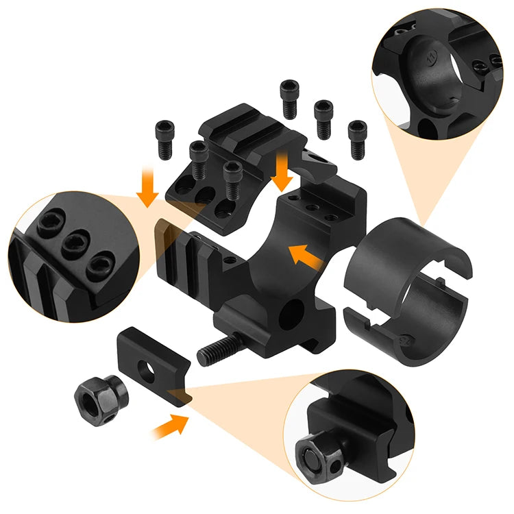 FOCUHUNTER Mette Black Aluminum Anodized 25.4/30mm Scope Ring Mount 20mm Base Adapter Hunting Tactical Gear