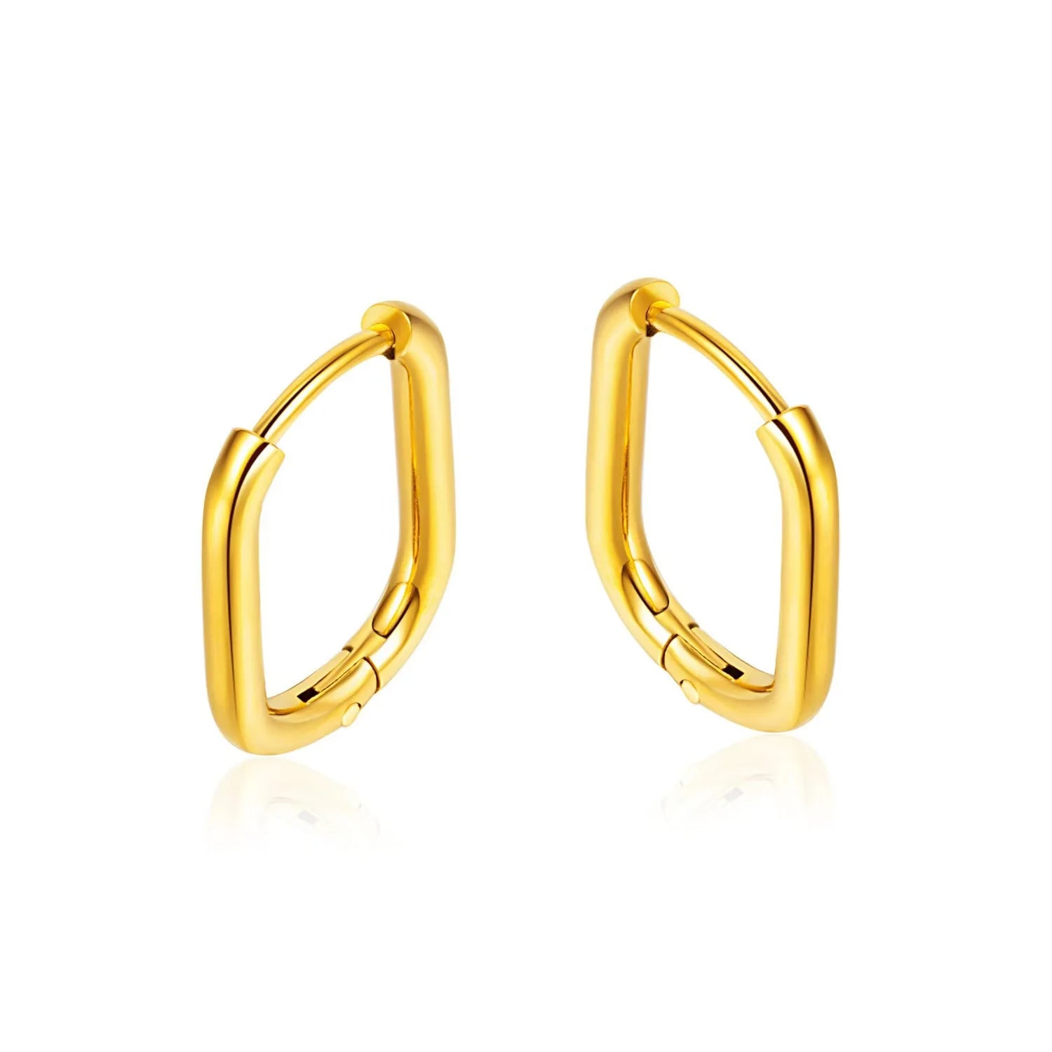 Waterproof Oval Silver Black Gold Plated Stainless Steel Hoop Earrings for Women Men Unisex Geometric Fashion Jewelry