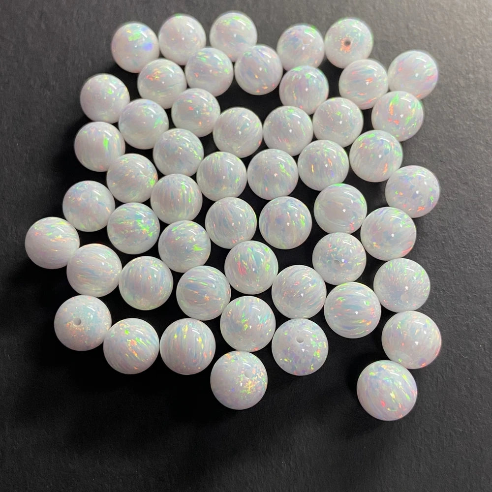 Synthetic Opal Beads Full Hole Ball Lab Created Round 2-12mm Opal Beads White Blue Fire Opal for Jewelry