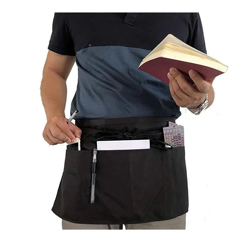 Unisex Half Bust Bib Apron Cotton/Polyester 60x30cm Restaurant Kitchen Coffee Tea Shop Waitress Uniforms Waist Short Apron