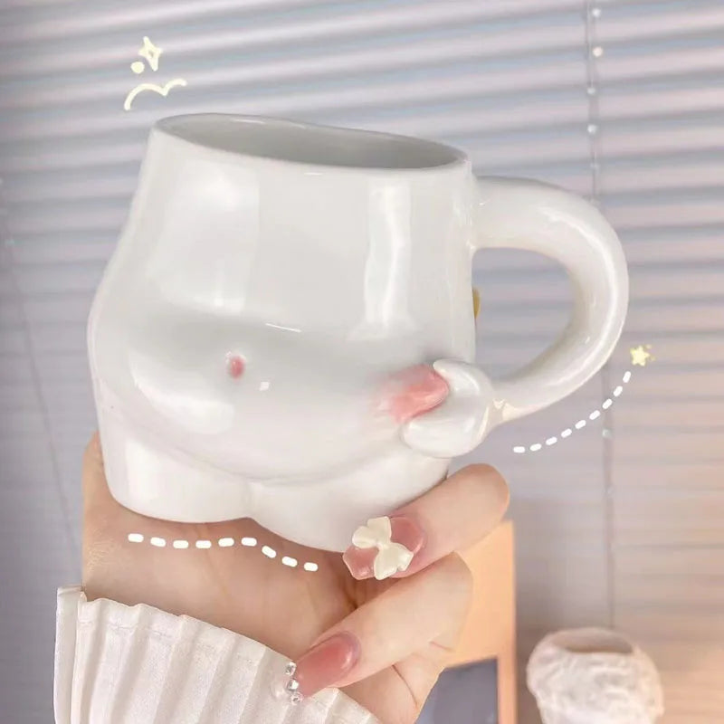 Solhui Creative Ceramic Pinch Belly Cup Cute Fat Mug Home Coffee Mug