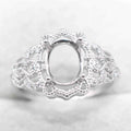 Semi Mount 7*9mm Sterling Silver Ring Empty Frame Blank Support Claw Setting S925 Base Holder Without Center Stone for DIY Inlay