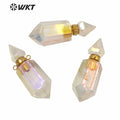 WT-P1591 Amazing Lady Fashion  Natural Crystal Quartz Aura Perfume Bottle Pendant As Gift for Friends Essential Oil Pendant