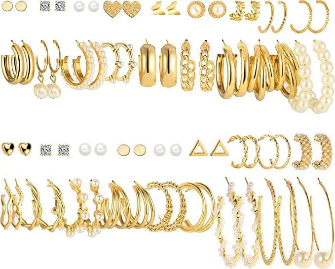 New Simple a Stylish and Simple 36-Pair Earring Set Hung With Pearl Earrings Gifts for Women to My Dauther