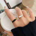 Gothic Stainless Steel Rings INS Punk Drop Black Oil 18k Gold Anti Tarnish Signet Ring Waterproof Jewelry Signet Rings for Women