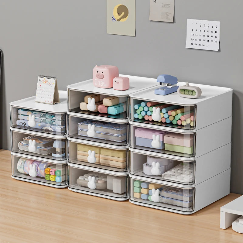 Wholesale Shelf Multi Capacity Plastic Storage Cabinet Stationery Sundries Cosmetic Desktop Makeup Plastic Drawer Cabinet
