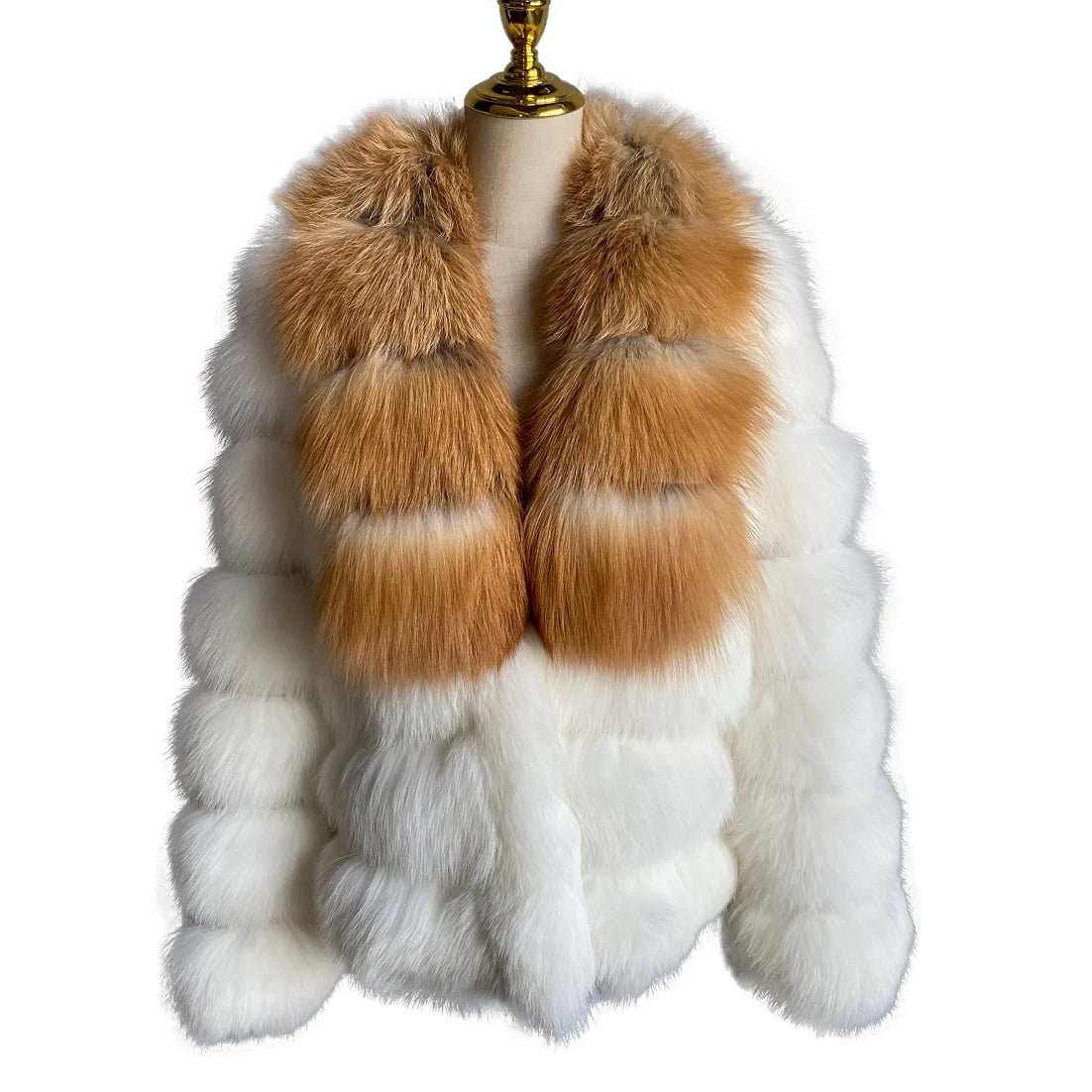 QIUCHEN QC21110 Luxury Casual Breathable Fashion White Winter Warm Fluffy Real Fox Fur Jacket for Women