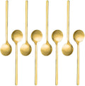 Pack of 6 Gold Plated Stainless Steel Espresso Spoon Mini Teaspoon Set for Coffee Bar