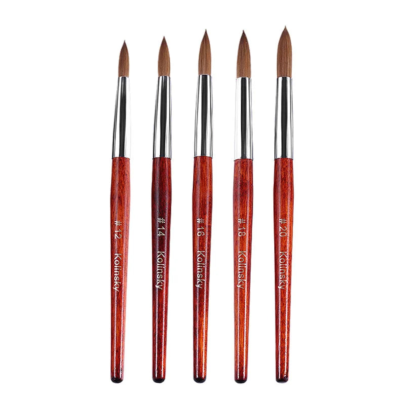 Red Wood Handle Superior Quality Classical Design Kolinsky Acrylic Nail Brush Art With Different Sizes