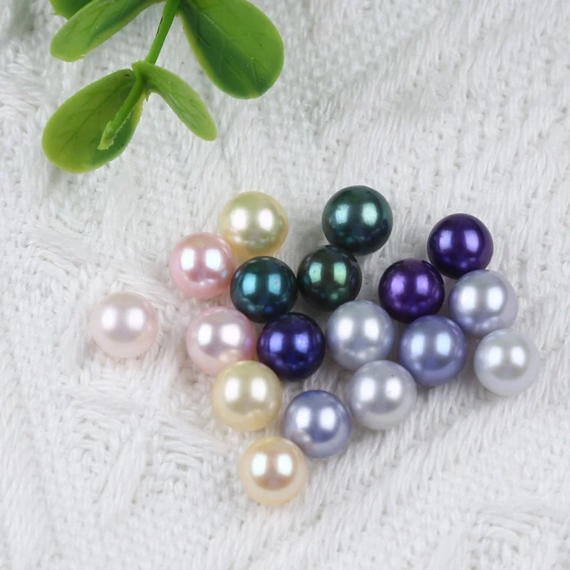 7-8mm Multicolor No Hole Loose Freshwater Round Pearls Dyed Colors Beads
