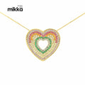 Women Colorful Rainbow Heart Charm Pendant With Zircons Necklace Jewelry Gift for Women Jewelry