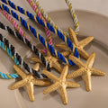 Summer Beach New Necklace  Stainless Steel 18k Gold Plated Starfish Pendant Hand-woven Colorful Rope Chain Necklace for Women