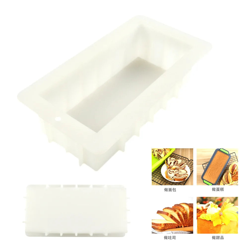 A-1065 1L Silicone Mold for Soap Mousse Cake Candle Soap Molds 10'' Rectangle Mould DIY Handmade Swirl Making Tool
