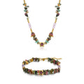 IVANDA Factory Custom 18K PVD Gold Plated Stainless Steel Link Chain Natural Stone Elegant Necklaces and Bracelets Set