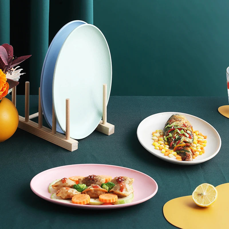 Top Seller Eco-Friendly Biodegradable Wheat Straw Plastic Plate Set Oval Shape Fiber Dishes & Plates