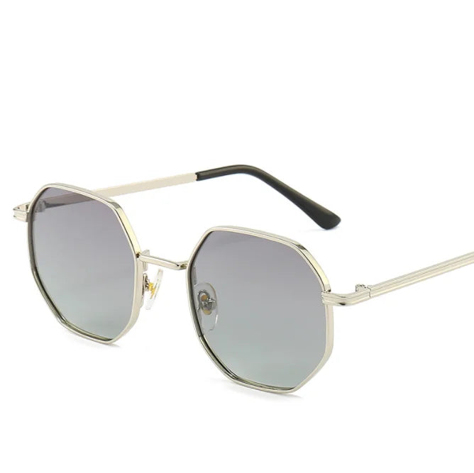 MLM Manufacturer 2025 High Quality Eyewear Men Fashion Hexagonal Metal Shades Polarized Custom Logo Sunglasses