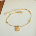 Vintage Queen Portrait Coin Pattern Pendant Bracelet Waterproof 18k Gold Plated Stainless Steel Dangle Bracelet for Women