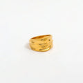 Fenny 18K Gold Plated Wholesale Fashion Hip-hop Irregular Hanmered Band Stainless Steel Finger Ring Trendy for Women