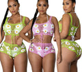 STOCK Sheer Crochet Bikini Set Boyshort Cut Two Pieces Swimsuit