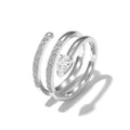 2025 Hip Hop Minimalist Coiled Snake Stainless Steel Ring for Women Zircon Accents Luxury Jewelry 18k Gold Plated