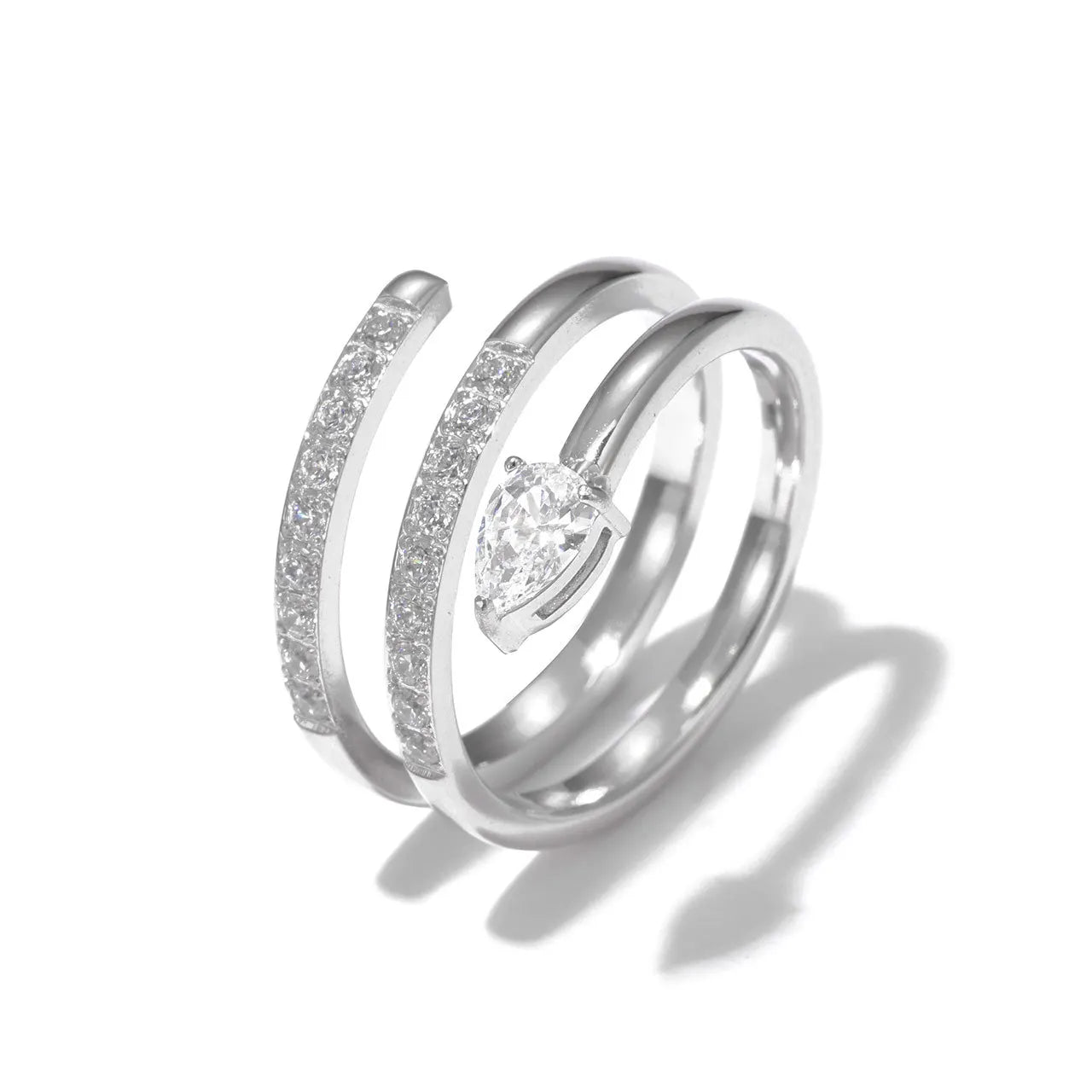 2025 Hip Hop Minimalist Coiled Snake Stainless Steel Ring for Women Zircon Accents Luxury Jewelry 18k Gold Plated