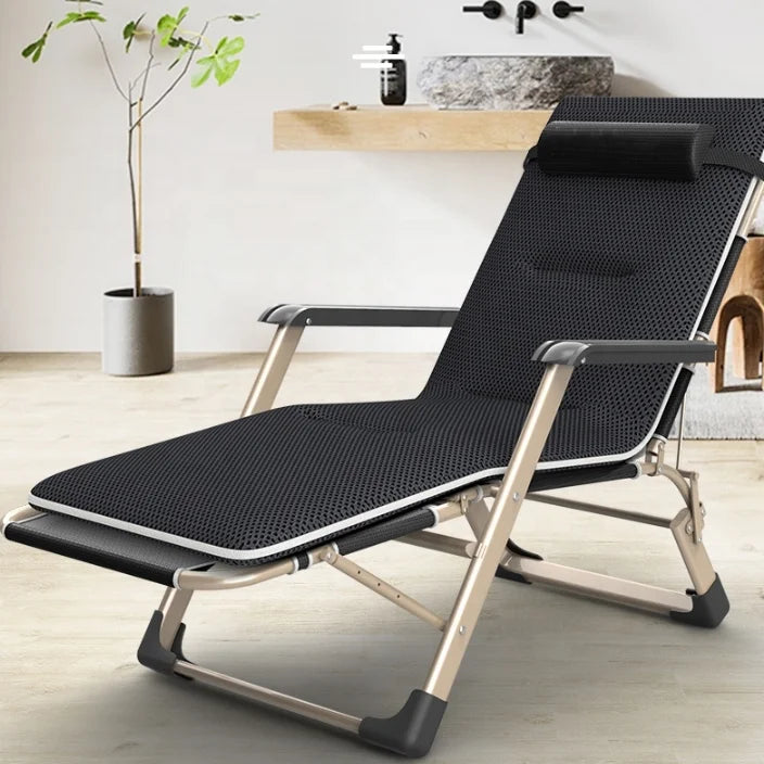 Lounge Outdoor Sun Lounger Beach Lounger Chairs Two in One Folding Chair and Folding Bed With Mesh Pad