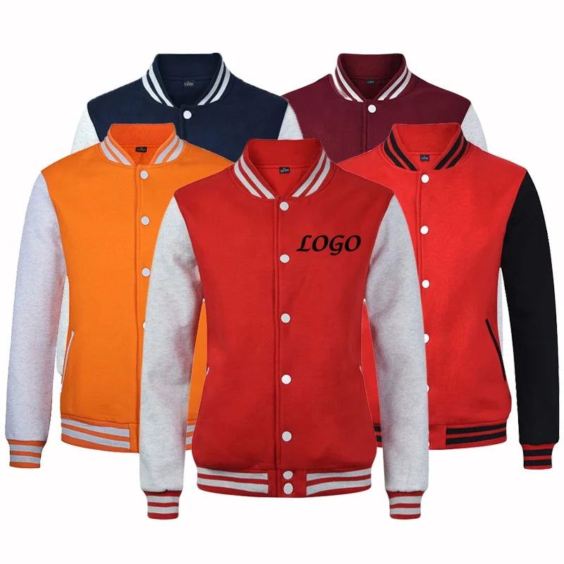 DOVEARK New Mens Accept Custom Brand Logo Autumn Winter Fleece Lined Thick Baseball Suit Blank Jackets Long Sleeve Top Coats