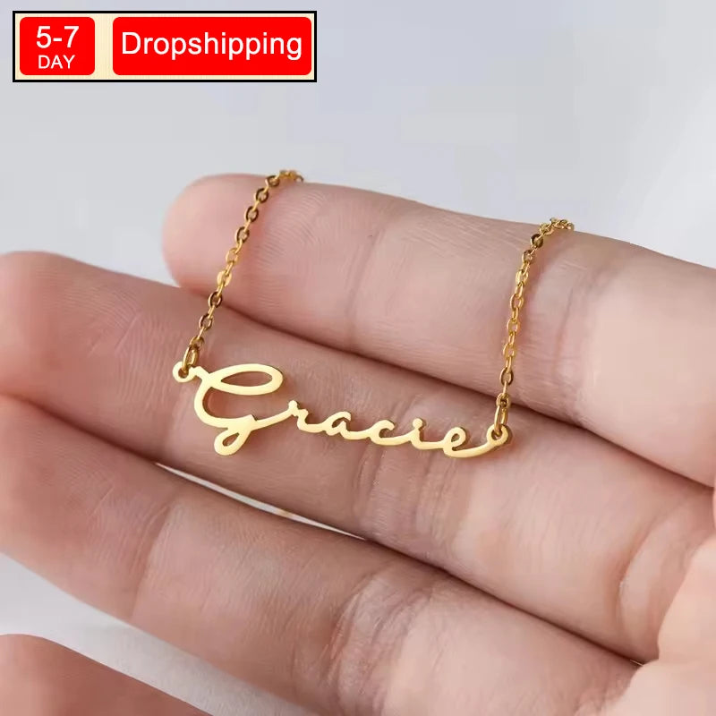 New North Custom Necklace Stainless Steel Jewelry Waterproof PVD Minimalist Personalized Custom Name Pendant Necklace for Women