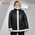 Jacket Aviator Plus Size Women Leather Jacket Warm Short Cool Coat