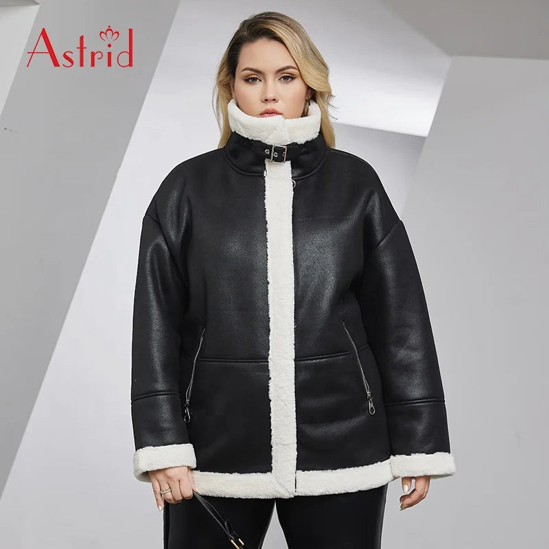Jacket Aviator Plus Size Women Leather Jacket Warm Short Cool Coat