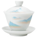 White Ceramic Lidded Bowl Kung Fu Tea Set Teacup Three-piece Tea Bowl Egg-shell Half-handmade Gaiwan