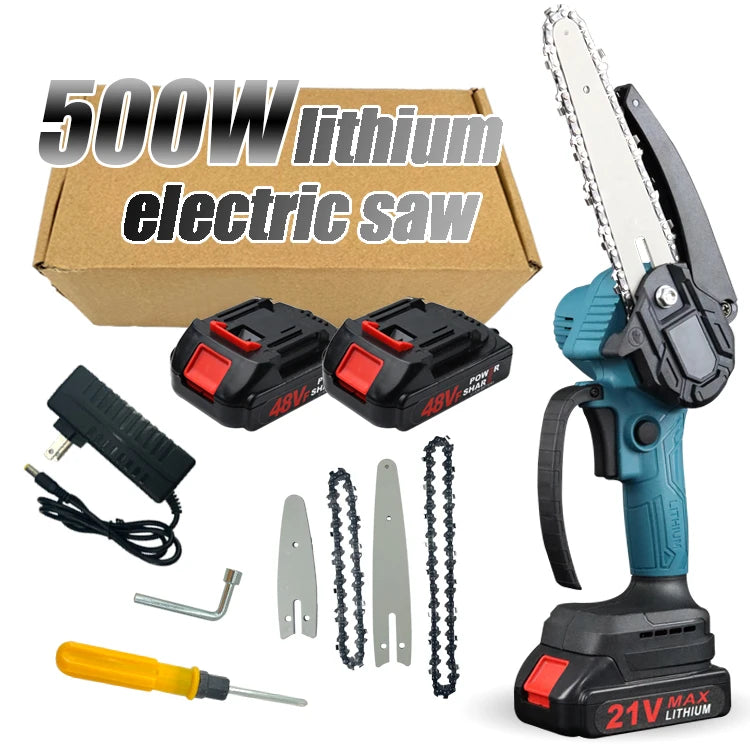 ACS15 21V Battery-Powered Industrial/DIY Grade Automatic Electric Chainsaw Portable Hand-held Wood Cutting Machine 500W