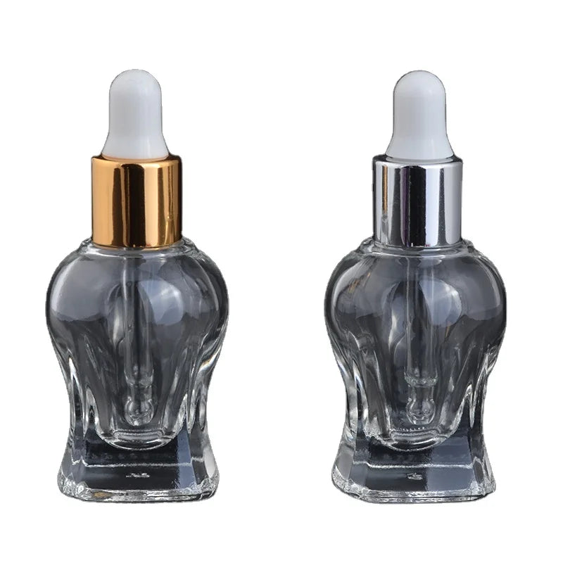 Customized Fish Tail 10ml Beautiful Clear Essential Oil Glass Black Dropper Bottle