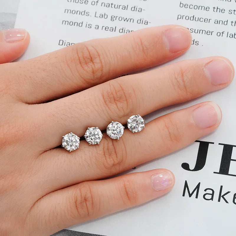 Starsgem Stud Silver 925 Earring Silver  One Carat Moissanite Stone Earrings for Women