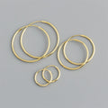 Fashion Round Glossy 18k Gold 925 Sterling Silver Simple Big Circle Huggie Hoop Earrings for Women