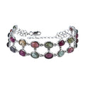 Luxurious Rhodium Plated Silver 925 Jewelry Natural Tourmaline Bracelet for Women Anniversary Gift Party Wear