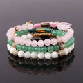 High Quality New Fashion Gemstone Natural Amethyst Rose Quartz Shell Stone Custom Logo Beaded Macrame Bracelet Female