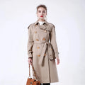 2023 Bosha  Women'S Khaki Long Windbreaker  Casual Style With  Double Rows of Metal Buckles for Autumn