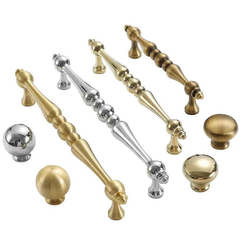 Antique Solid Brass Drawer Knobs French Retro Design with Modern Style for Bathroom Kitchen & Wardrobe Solid Door Handles Pulls