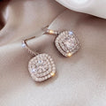 Huitan Wholesale Hot Sale Earring for Women Full White Cubic Zircon Jewelry Geometric Shape Diamond Luxury Drop Earrings