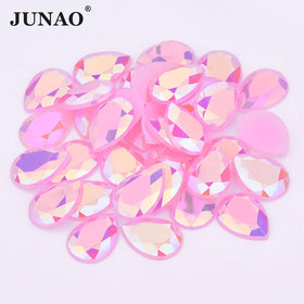 JUNAO Wholesale AB Color 10*14mm 13*18mm Teardrop Glass Rhinestones Acrylic Flatback Diamonds DIY Drop Shape Nail Art Decoration