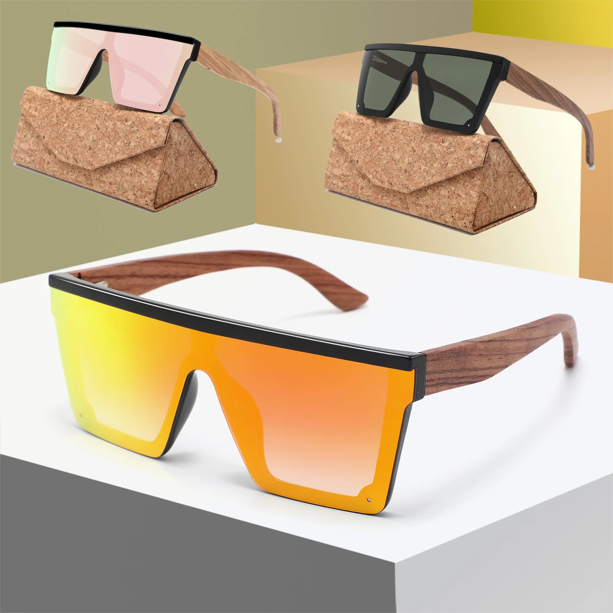 PC  UV400 Unisex Oversized Big Frame square Frameless Sunglasses for Women Men Sport Shades