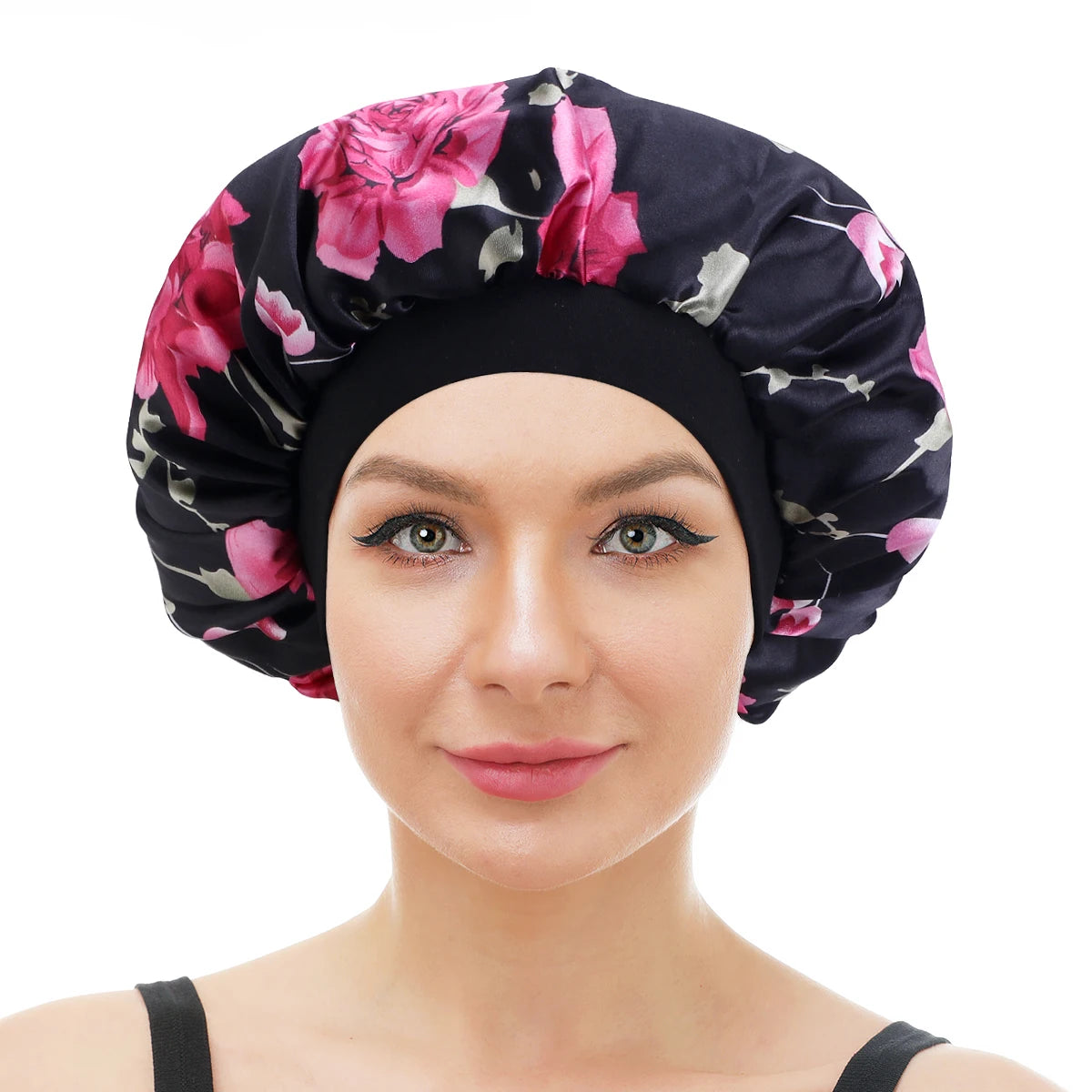 Soft Satin Sleeping Cap Wide Band Salon Bonnet Silky Night Sleep Hat Hair Loss Cap for Women