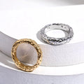 Vintage Irregular Hammer Texture Ring Non Tarnish Gold Plated Stainless Steel Ring for Women Anillos De Acero Inoxidable