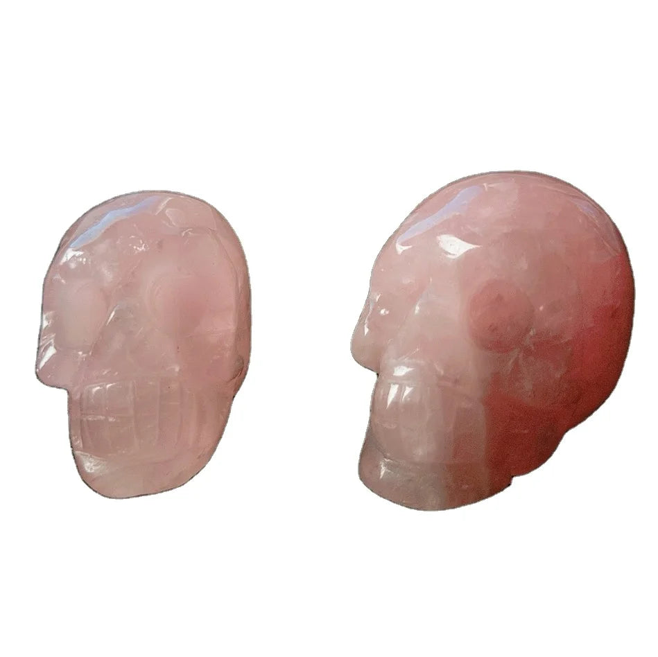 Huiying Bulk wholesale 2 inch natural mini rose quartz crystal stone skulls ornament hot sale small jade skulls for gift Crafts