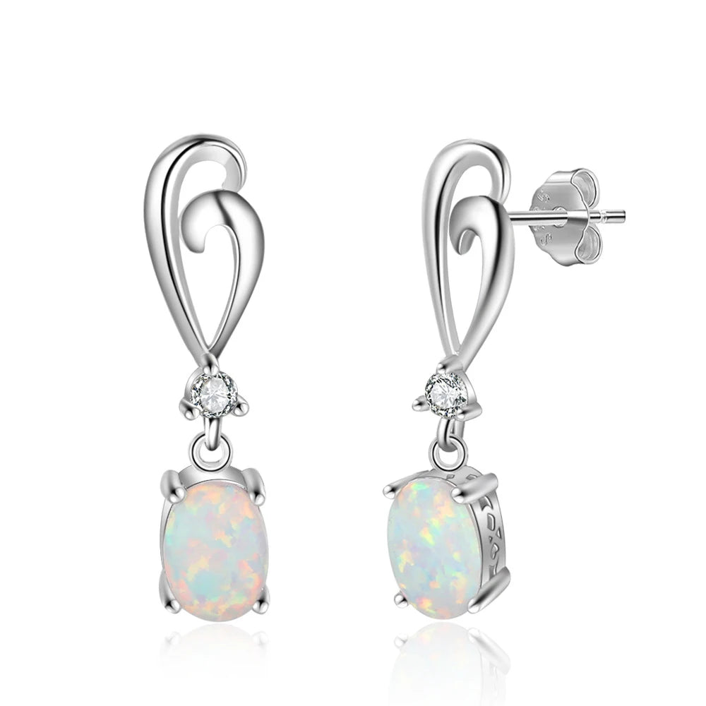 Hot Sale Opal Stone Popular 925 Sterling Silver Jewelry Opal Earring for Women